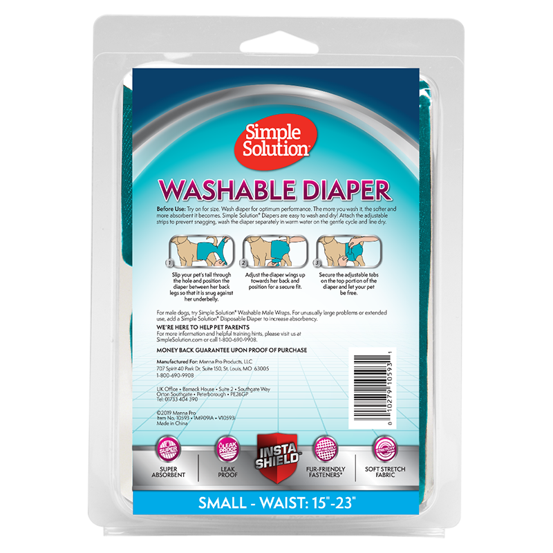 Simple Solution Washable Female Dog Diaper, Small