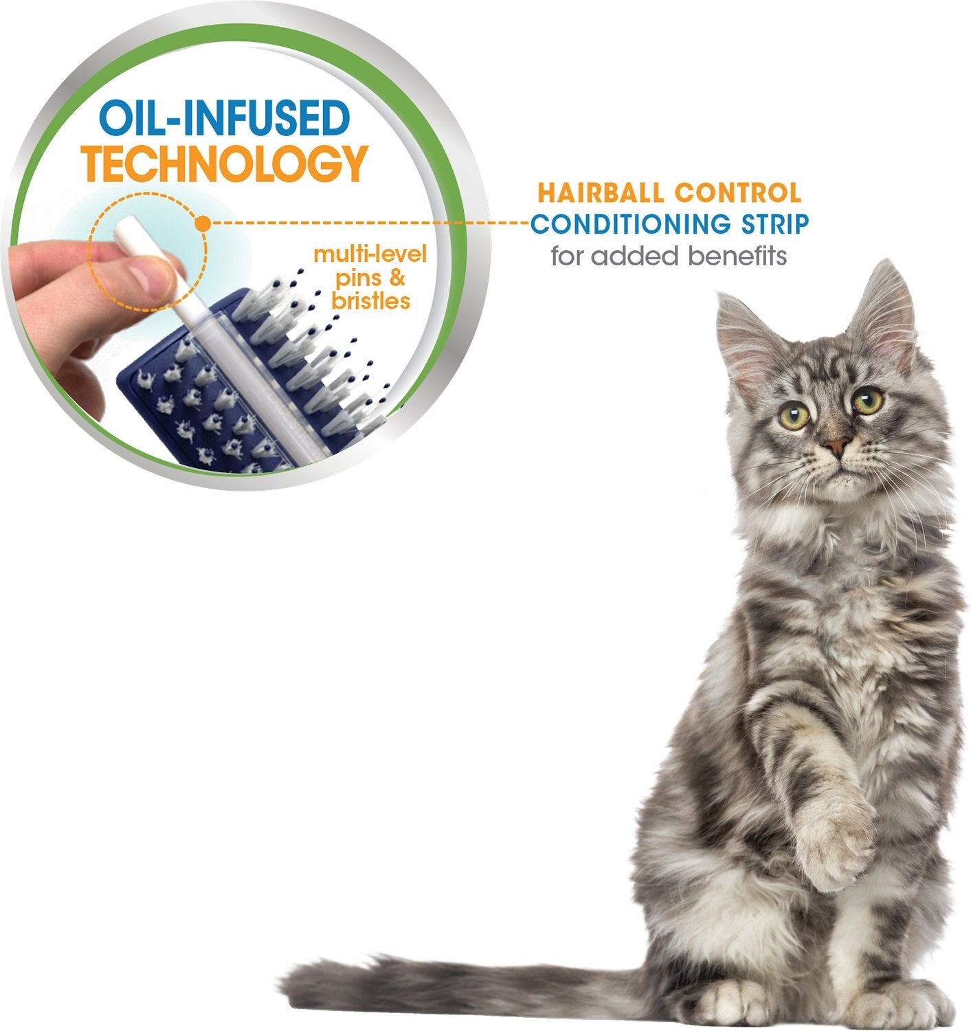 Four Paws Magic Coat Cat Hairball Brush with Conditioning Strip