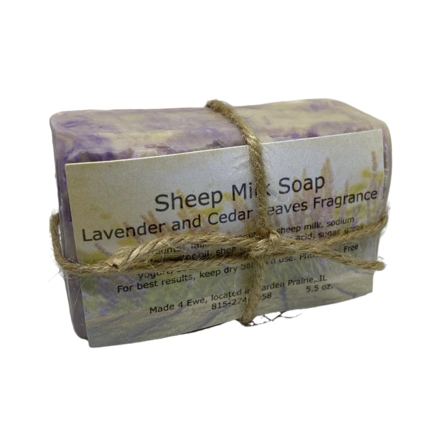 Made 4 Ewe Sheep Milk Soap, Lavender and Cedar Leaves 5.5 oz