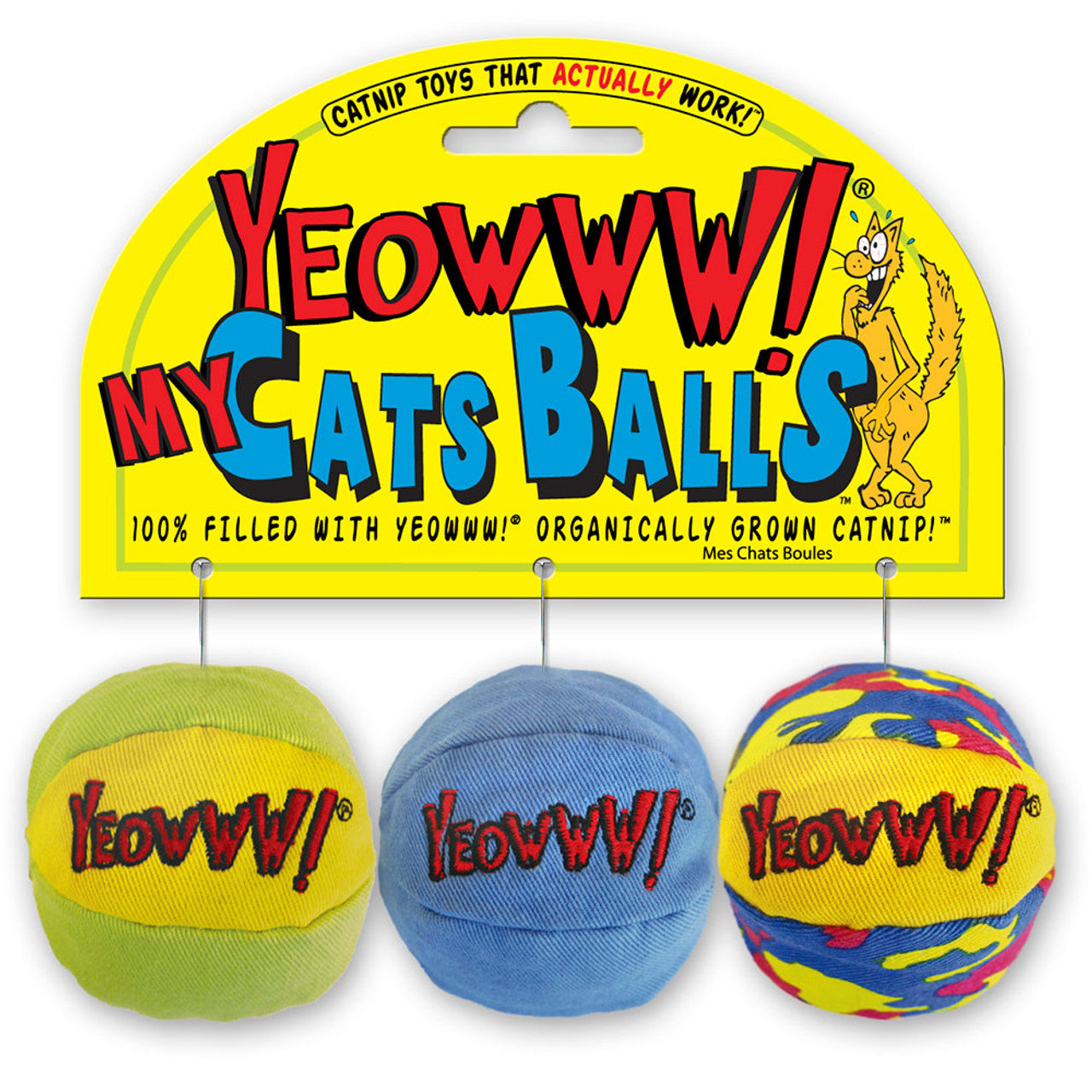 Yeowww! Catnip My Cats Balls Cat Toys, 3 Pack