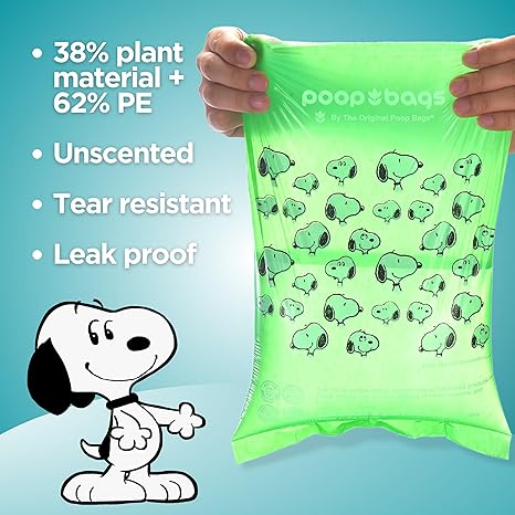 The Original Poop Bags Peanuts USDA Biobased Dog Poop Bags, 60 count, Unscented