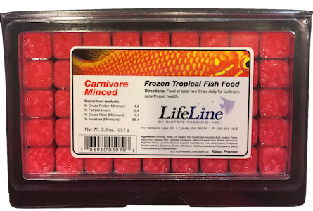 LifeLine Carnivore Minced Frozen Tropical Fish Food, 3.8 oz.