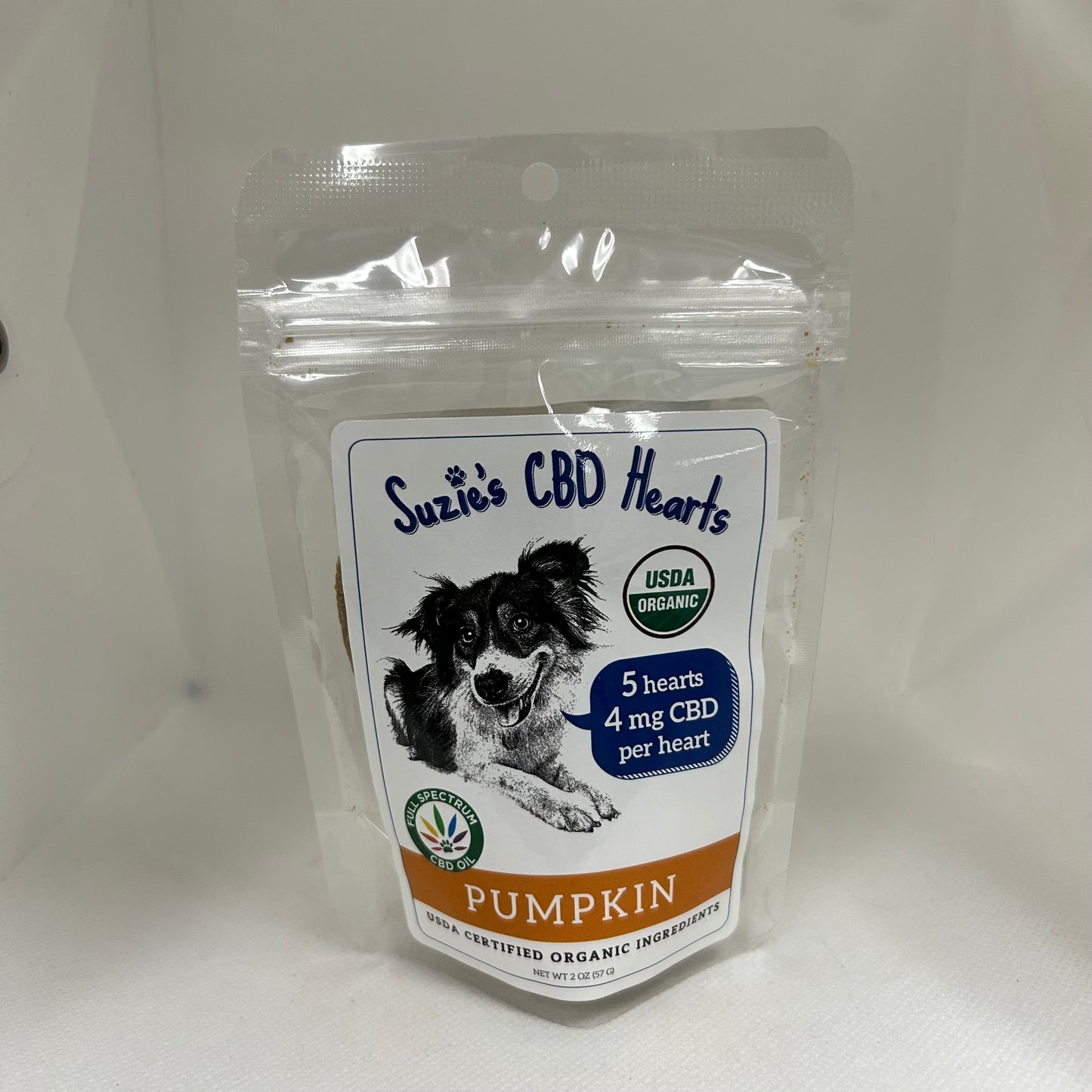 Suzie's CBD Hearts Dog Treats Pumpkin, 2 oz