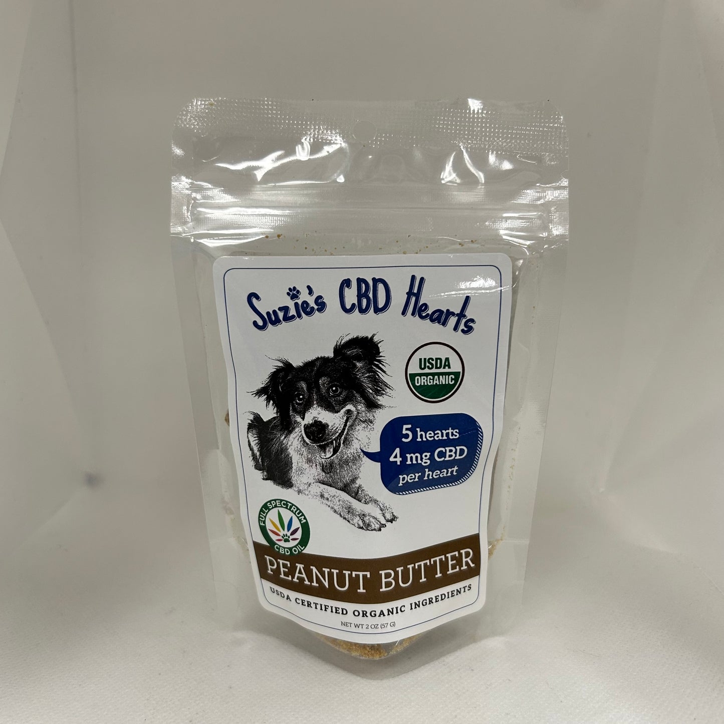 Suzie's CBD Hearts Dog Treats Peanut Butter, 2 oz
