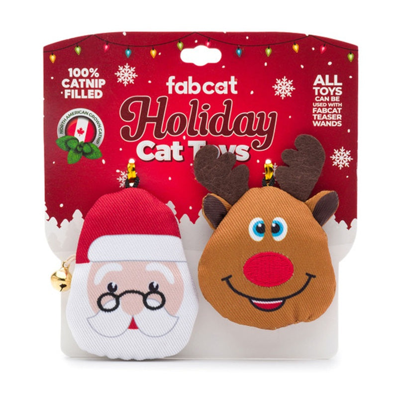 fabcat Holiday Catnip Santa/Reindeer Cat Toy 2 pack