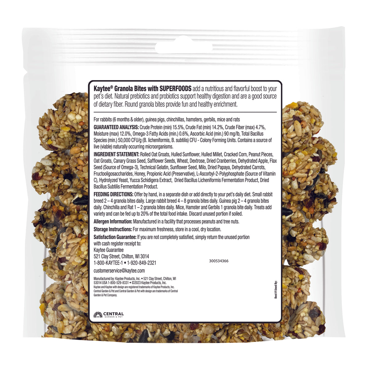 Kaytee Granola Small Animal Bites with Superfoods Cranberry Apple & Fl