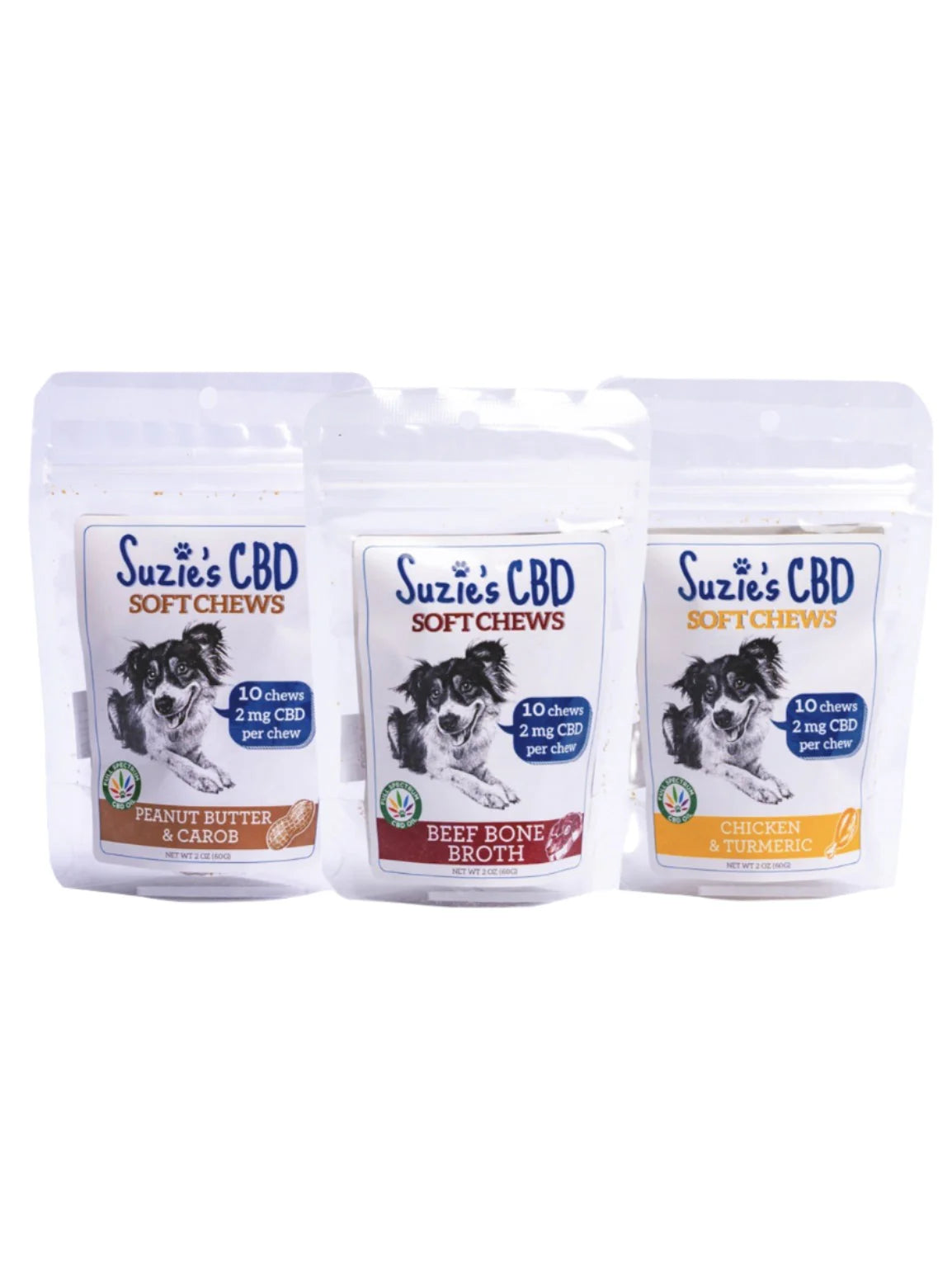 Suzie's CBD Soft Chews Dog Treats Peanut Butter & Carob, 2 oz