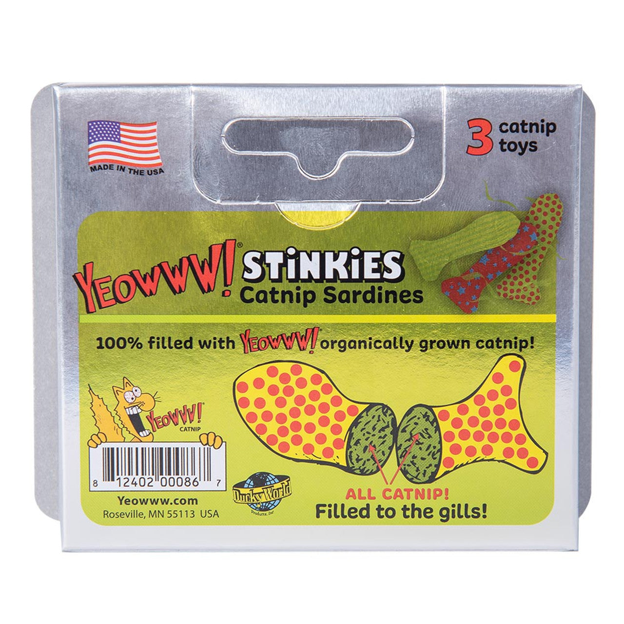 Yeowww! Stinkies Sardines Catnip Cat Toy, 3 Pack