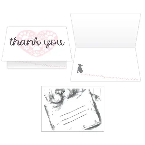Dog Speak Thank You Card - Heart with Paw