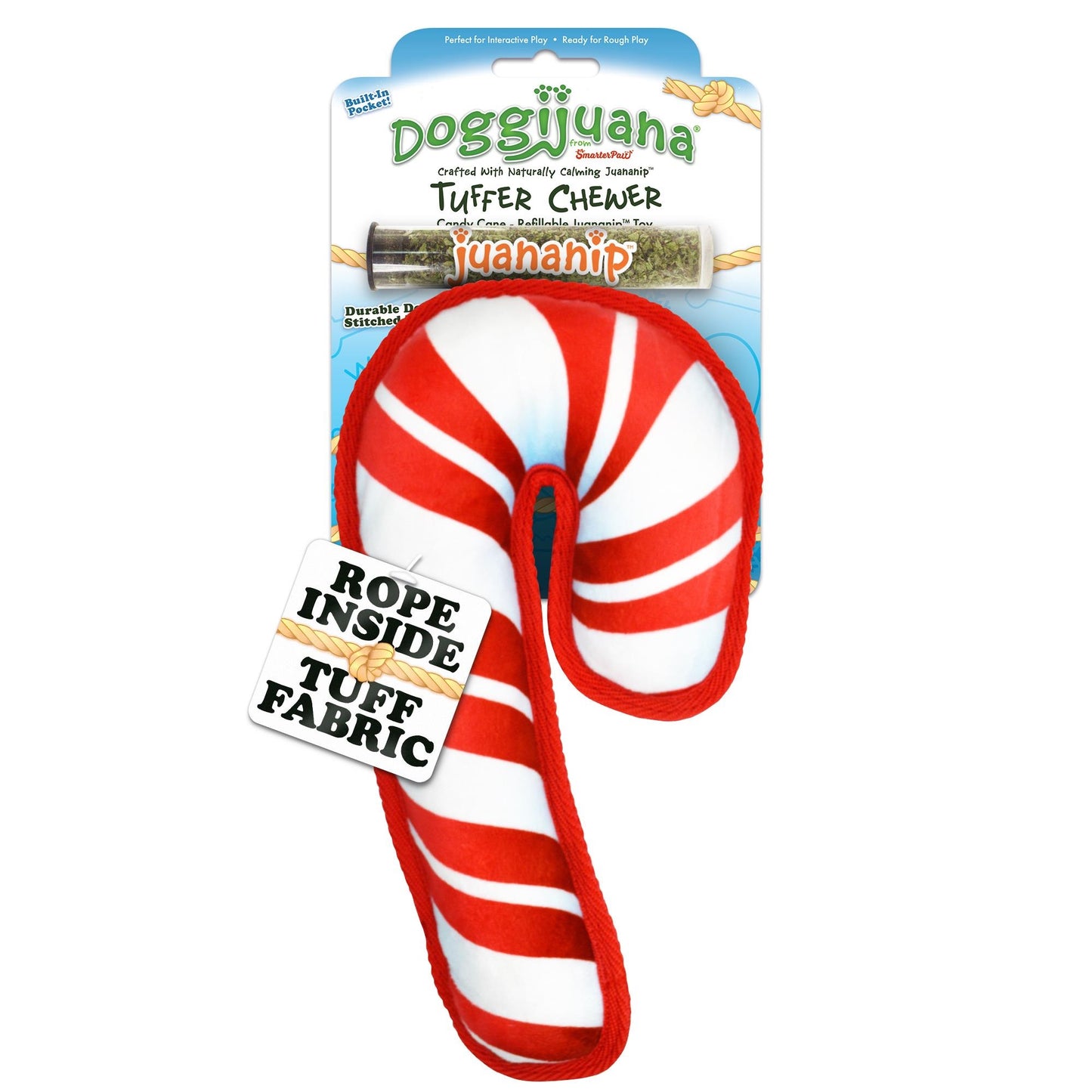Doggijuana Holiday Tuffer Candy Cane Dog Toy