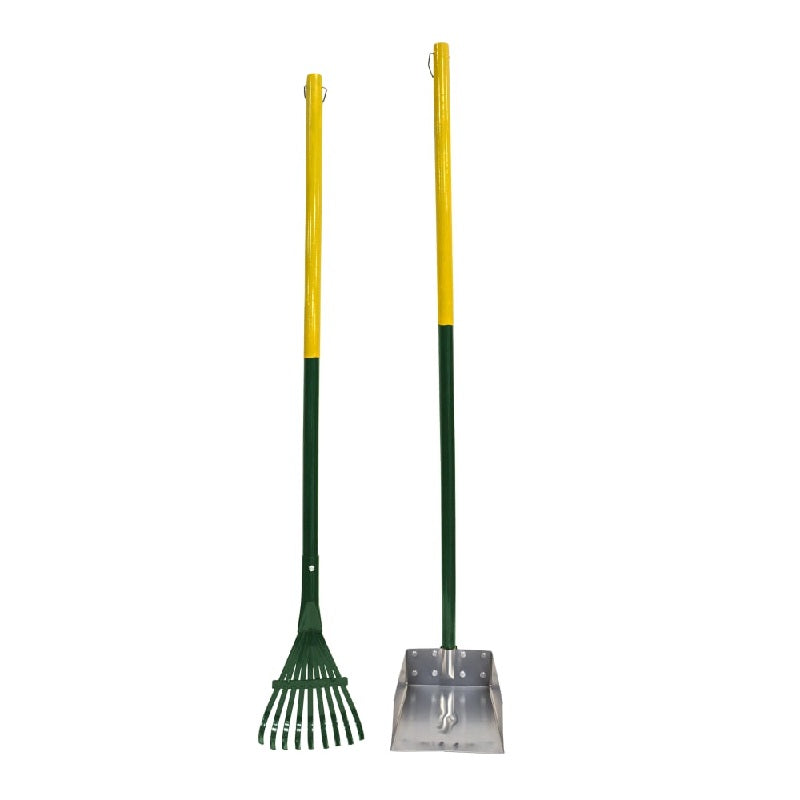 Four Paws Stainless Steel Long-Handled Dog Pooper Scooper Rake & Pan 2 Piece Set, Small, 38"