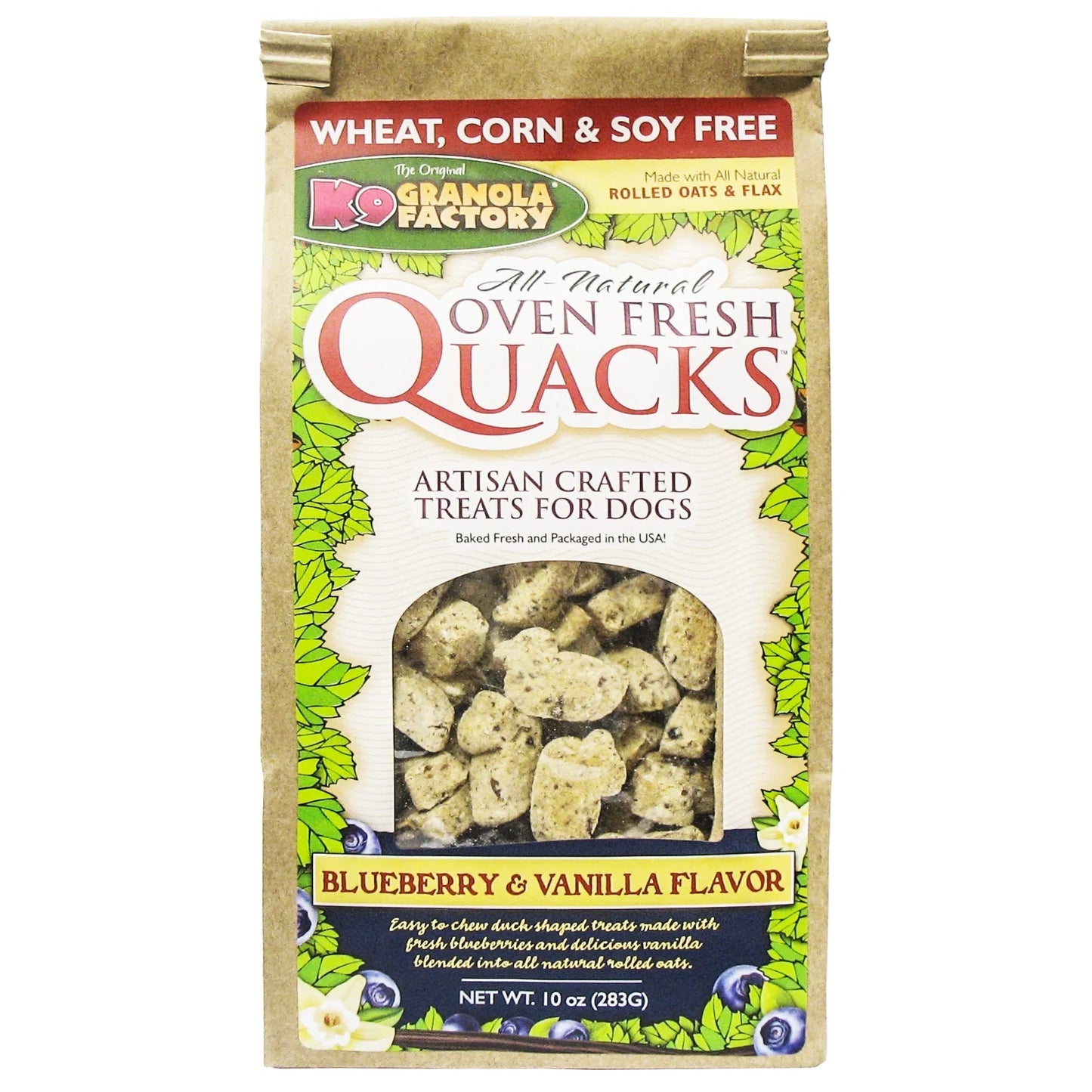 K9 Granola Factory Oven Fresh Quacks Blueberry and Vanilla Dog Treats 10 oz