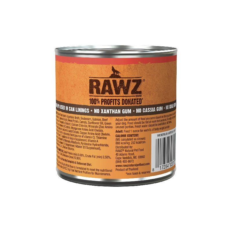 Rawz Stew Beef, Salmon & Goat's Milk Canned Dog Food 10oz.