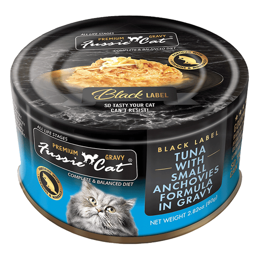 Fussie Cat Black Label Tuna with Small Anchovies Formula in Gravy Wet Cat Food, 2.82oz