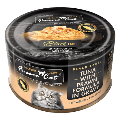Fussie Cat Black Label Tuna with Prawn Formula in Gravy Wet Cat Food, 2.82oz