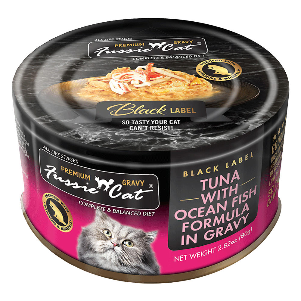 Fussie Cat Black Label Tuna with Ocean Fish Formula in Gravy Wet Cat Food, 2.82oz