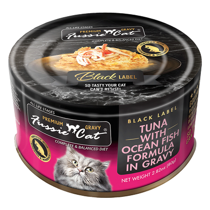 Fussie Cat Black Label Tuna with Ocean Fish Formula in Gravy Wet Cat Food, 2.82oz