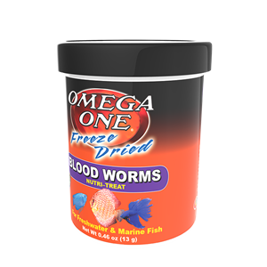 Omega One Freeze-Dried Blood Worms Freshwater & Marine Fish Treat .96 oz