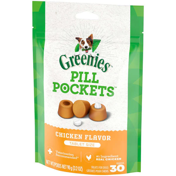 Greenies Pill Pockets Canine Real Chicken Flavor Dog Treats Tablet Size, 30 Count