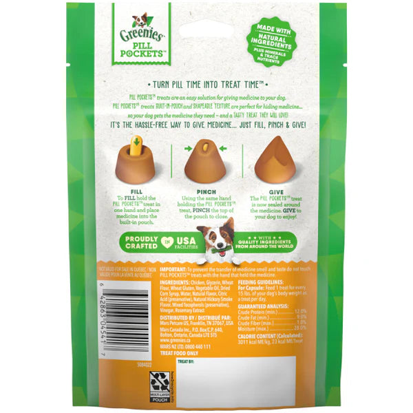 Greenies Pill Pockets Canine Real Chicken Flavor Dog Treats Capsule Size, 30 Count