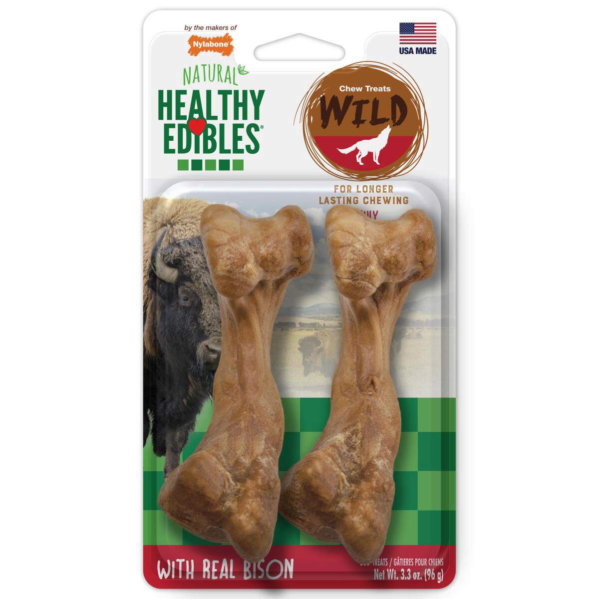 Nylabone Healthy Edibles WILD Natural Long Lasting Bison Dog Chew Treats