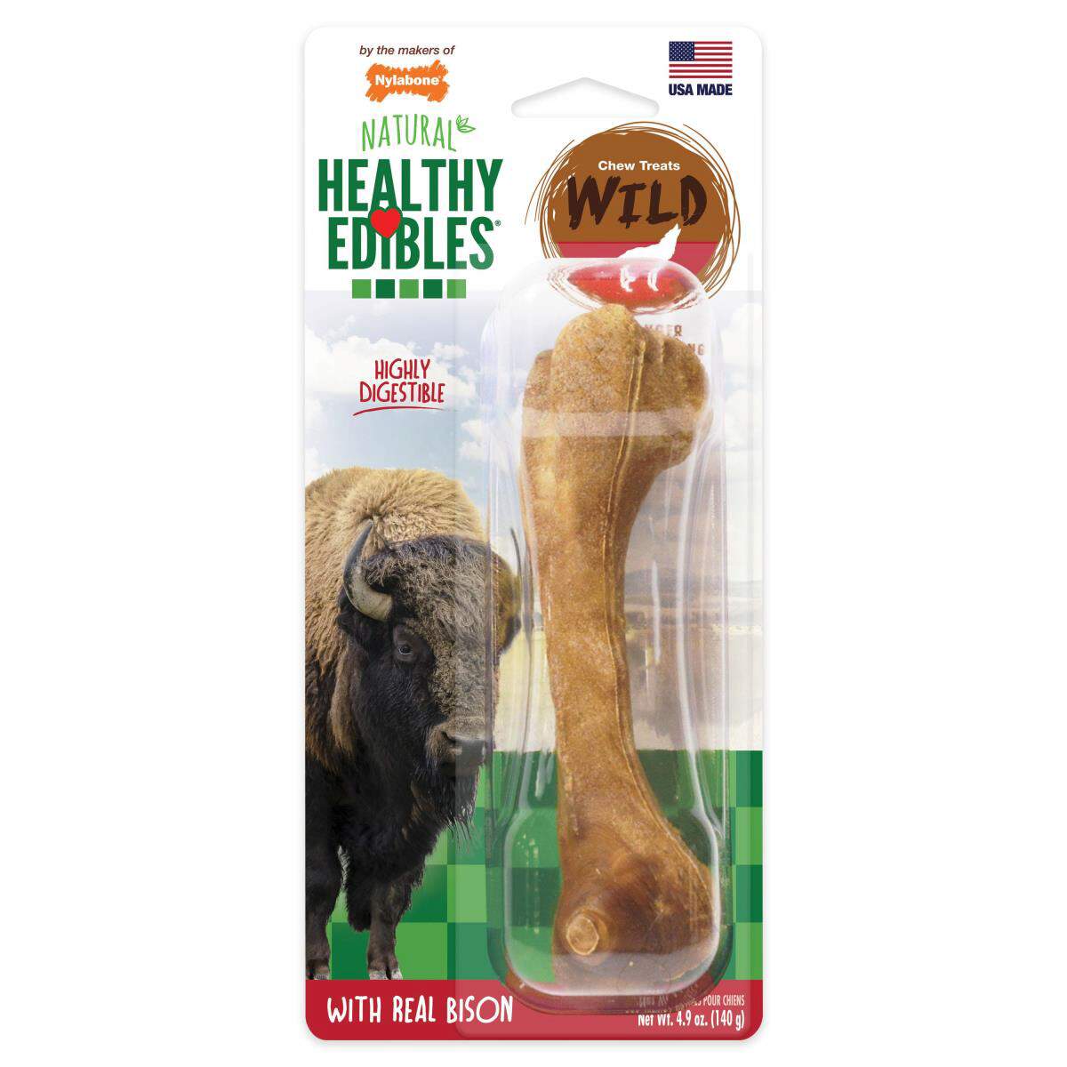 Nylabone Healthy Edibles WILD Natural Long Lasting Bison Dog Chew Treats