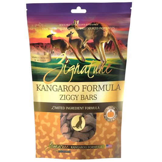 Zignature Kangaroo Formula Ziggy Bars Biscuits Dog Treats 12 oz