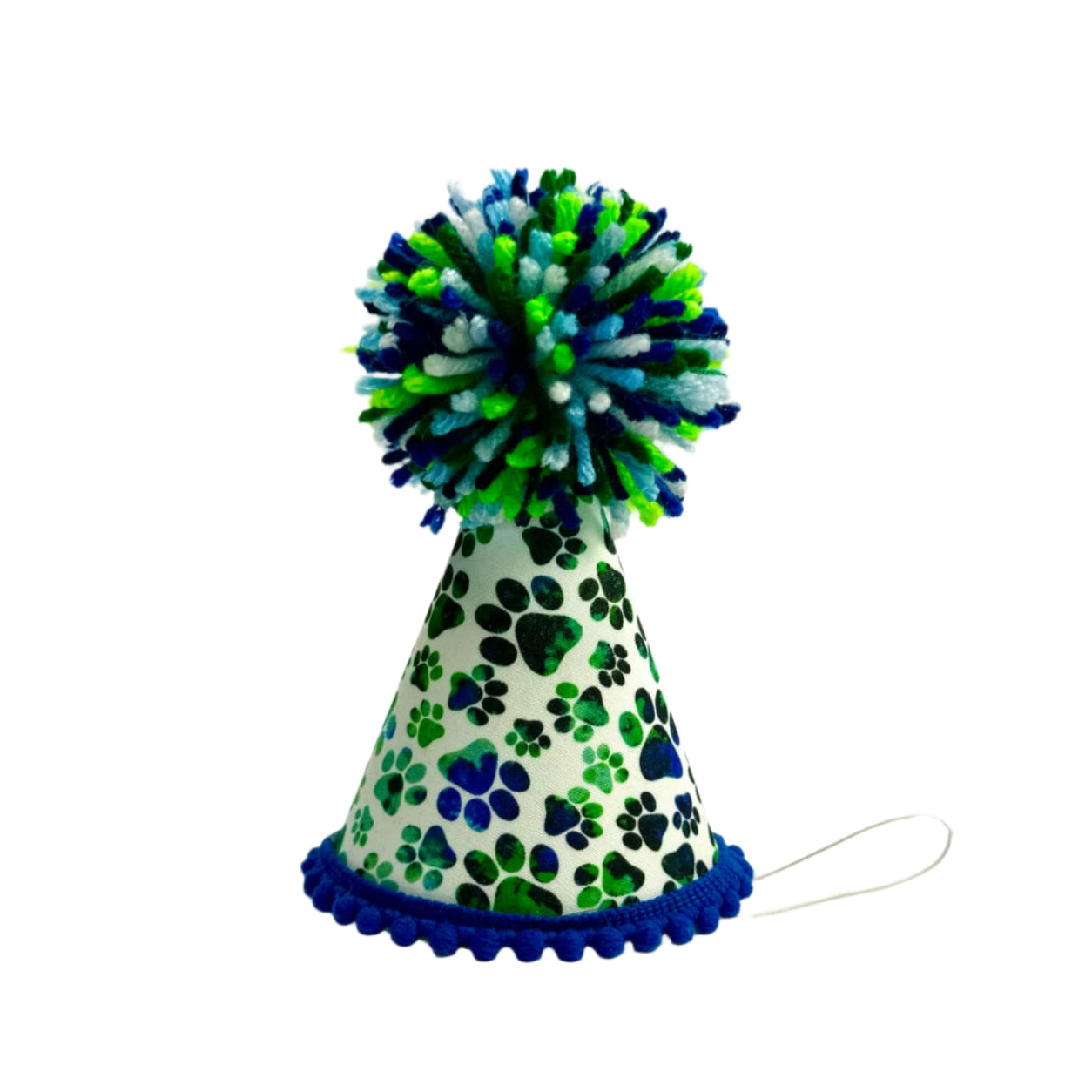 Pup Party Hats Green Blue Paws Party Hat: L
