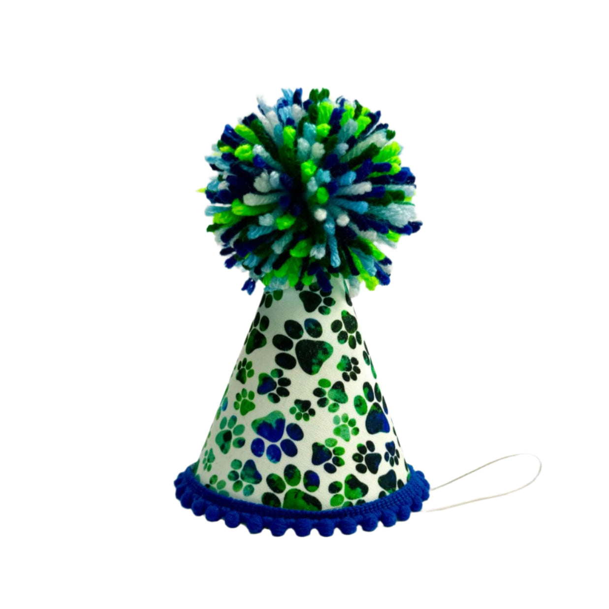 Pup Party Hats Green Blue Paws Party Hat: M