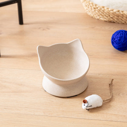 Archie Bamboo Tilt Cat Bowl: Stone Grey