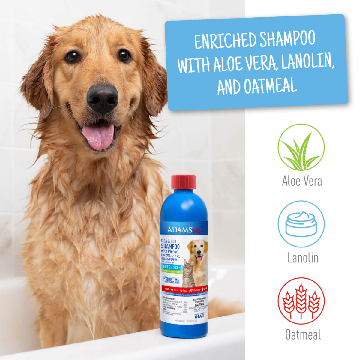 Adams Plus Flea & Tick Shampoo with Precor