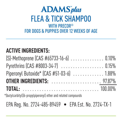 Adams Plus Flea & Tick Shampoo with Precor