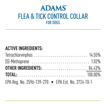 Adams Flea & Tick Control Collar for Dogs, Fits up to 26" Necks