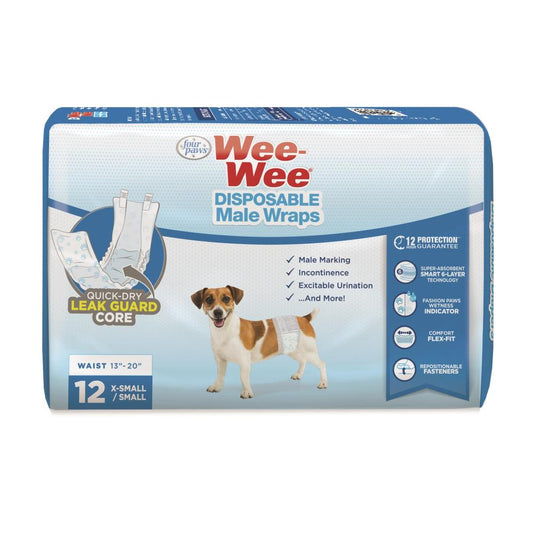 Four Paws Wee-Wee Disposable Male Dog Wraps