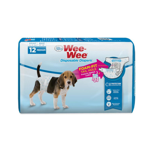 Four Paws Wee-Wee Disposable Dog Diapers, Medium 12 Count