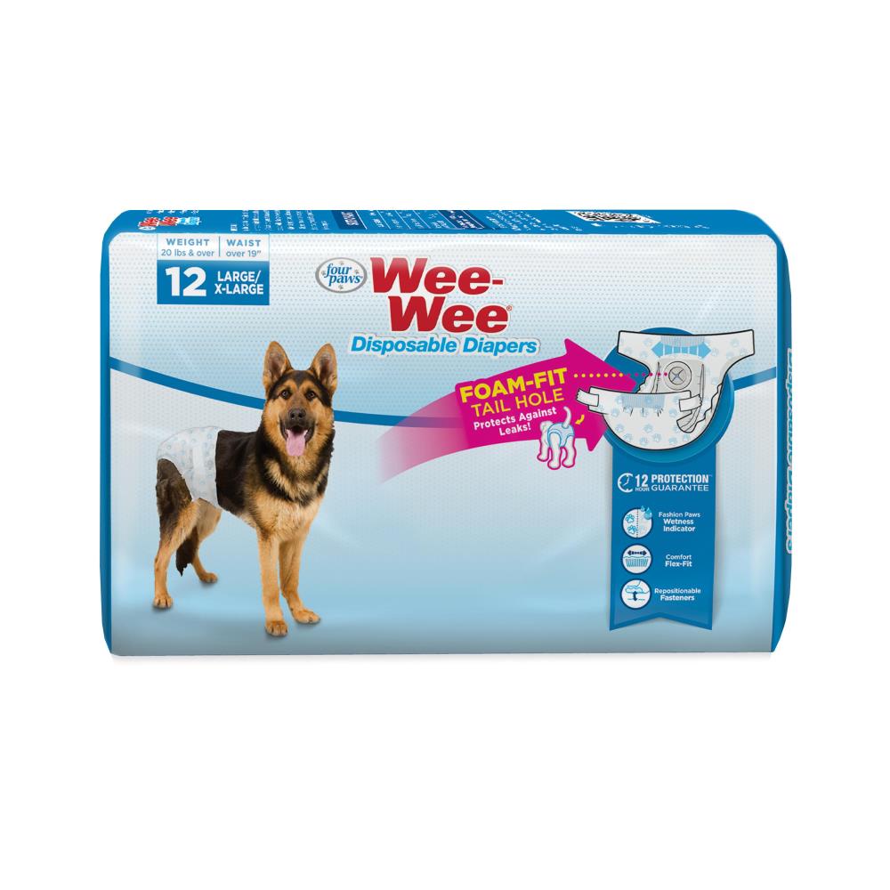 Four Paws Wee-Wee Disposable Dog Diapers, Large/X-Large 12 Count