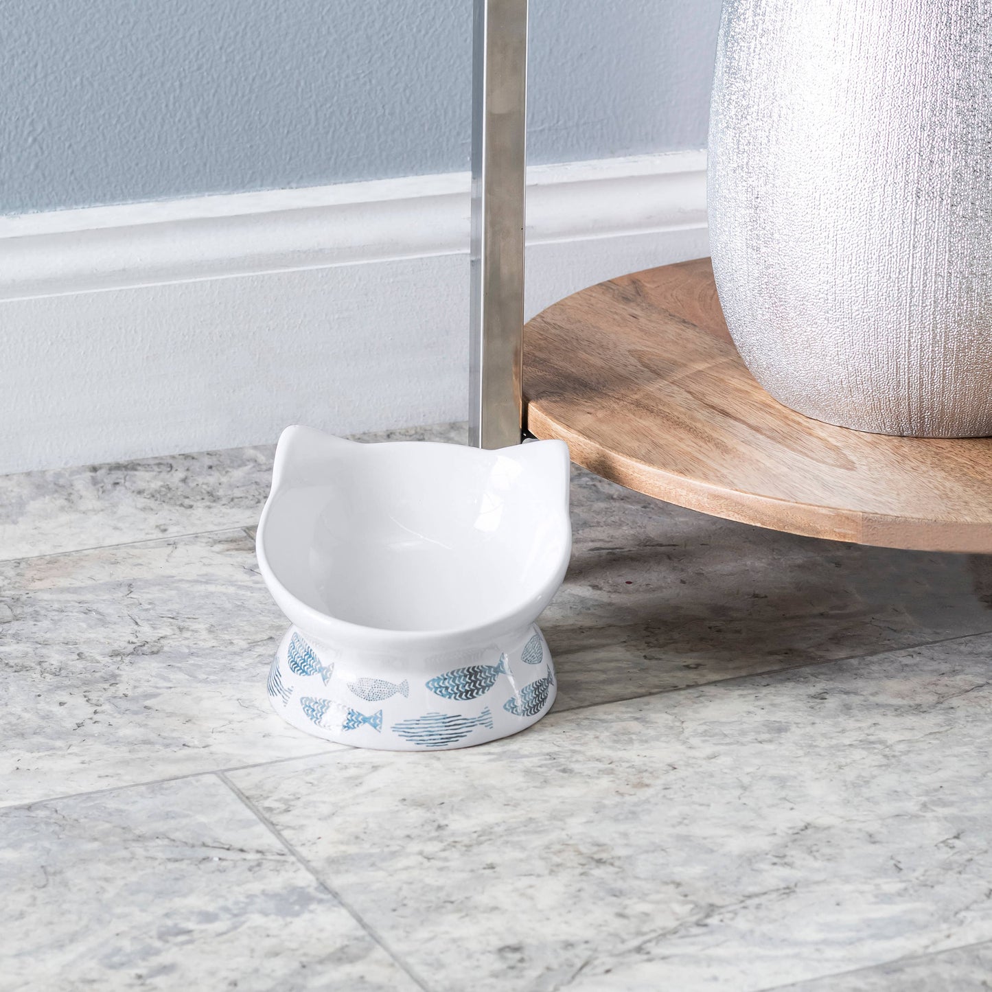 Oscar Tilt Cat Dish: Blue