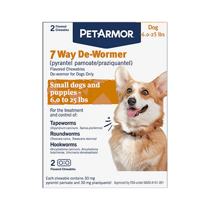 PetArmor® 7 Way De-Wormer (pyrantel pamoate/praziquantel) 2 Count Small Dogs & Puppies
