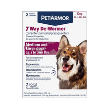 Load image into Gallery viewer, PetArmor® 7 Way De-Wormer (pyrantel pamoate/praziquantel) 2 Count Medium &amp; Large Dogs
