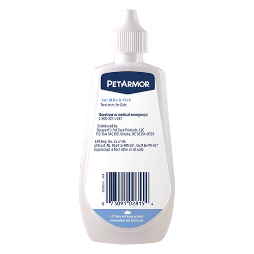 PetArmor Ear Mite & Tick Treatment for Cats, 3oz