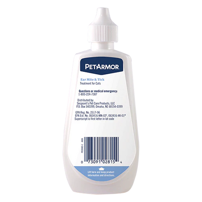 PetArmor Ear Mite & Tick Treatment for Cats, 3oz