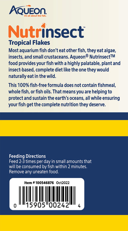 Aqueon Nutrinsect Fish-Free Fish Food Tropical Flakes