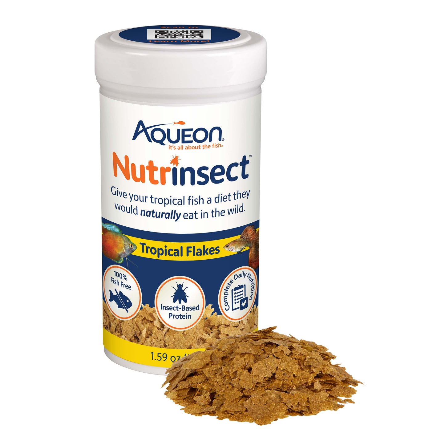 Aqueon Nutrinsect Fish-Free Fish Food Tropical Flakes