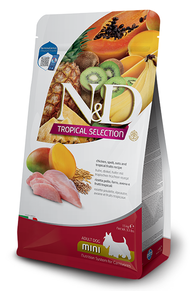 Farmina N&D Tropical Selection Chicken, Spelt, Oats, & Tropical Fruits Recipe Adult Mini