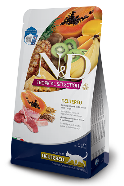Farmina N&D Topical Selection Neutered Lamb, Spelt, Oats, & Tropical Fruits Recipe Adult Cat Food