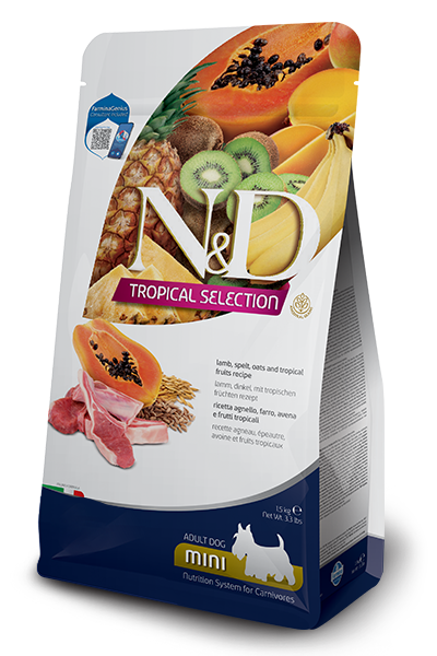 Farmina N&D Tropical Selection Lamb, Spelt, Oats, and Tropical Fruits Recipe Adult Mini