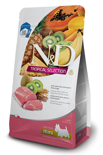 Farmina N&D Tropical Selection Pork, Spelt, Oats, & Tropical Fruits Recipe Adult Mini