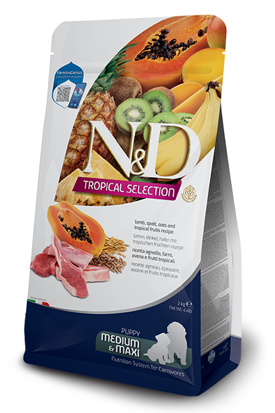 Farmina N&D Tropical Selection Lamb, Spelt, Oats, & Tropical Fruits Recipe Puppy Medium & Maxi