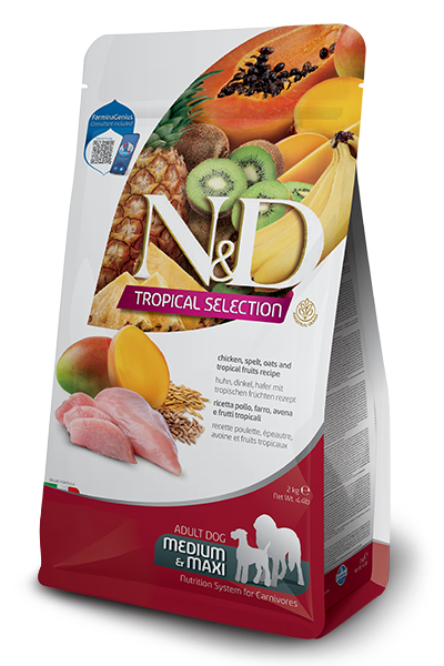 Farmina N&D Tropical Selection Chicken, Spelt, Oats, & Tropical Fruits Recipe Adult Medium & Maxi
