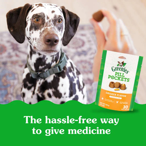 Greenies Pill Pockets Canine Real Chicken Flavor Dog Treats Capsule Size, 30 Count
